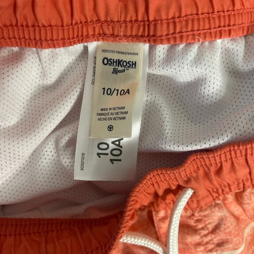 Boy’s Oshkosh B’gosh Orange Striped Swim Shorts, Size 10